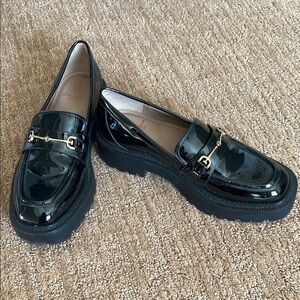 Black Patent Leather platform loafers